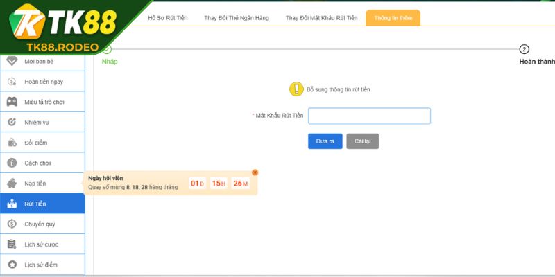 Tài khoản ngân hàng phải được liên kết